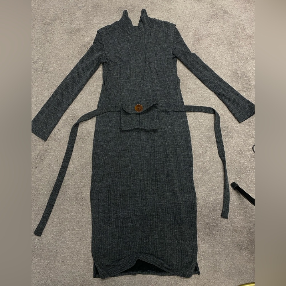 Zara Charcoal Long Sleeve Dress